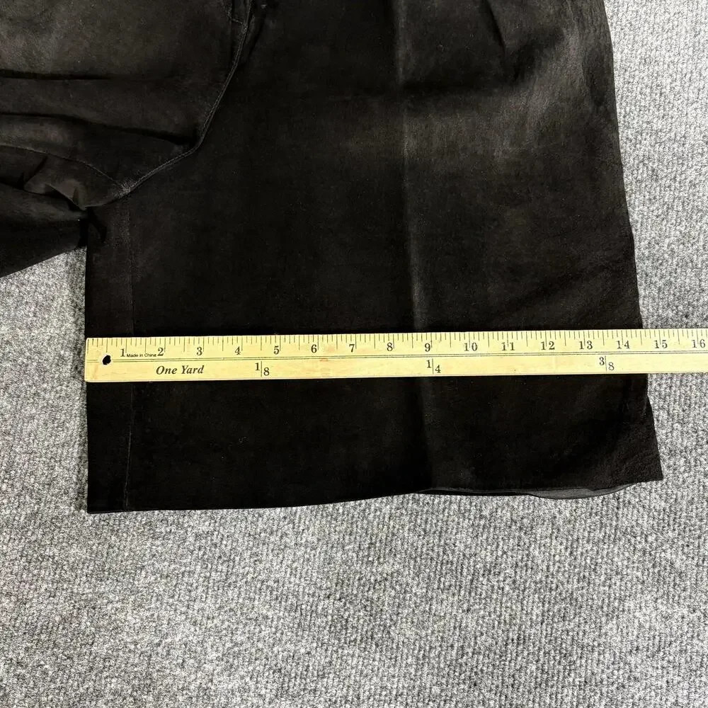 Evan Davies Shorts Womens 14 Black Leather Culotte Pleated High Rise Lined